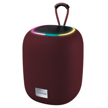Тонколона Canyon BSP-8, 10W RMS, Bluetooth, AUX, USB, до 3 часа с едно зареждане, RGB подсветка, червена | JAR Computers Canyon BSP-8 Red