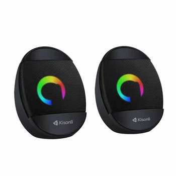 Тонколони Kisonli L-7070, 2.0, 6W RMS (3W + 3W), USB, AUX, черни, RGB подсветка | JAR Computers Тонколони Kisonli L-7070 22235