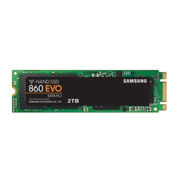 Памет SSD 2TB Samsung 860 EVO, SATA 6Gb/s, M.2 (2280), скорост на четене 550 MB/s, скорост на запис 520Мb/s | JAR Computers SSD Samsung 860 EVO 2 TB 3D V-NAND Flash, M.2