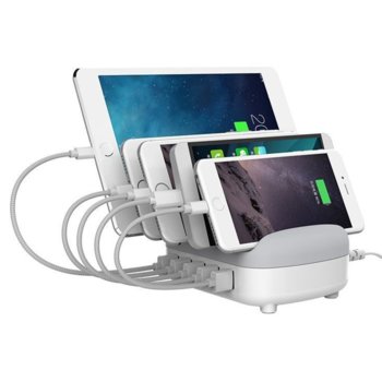 Зарядно устройство 5-портово USB с поставка Orico DUK-5P-EU-WH | JAR Computers USB зарядно с поставка Orico DUK-5P-EU-WH