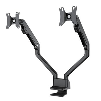 Стойка за монитор NewStar FPMA-D750DBLACK, за плот, за екрани от 10" до 32", VESA до 100 x 100, макс. тегло до 8кг., регулируема, за 2 бр. монитора, черна | JAR Computers NewStar FPMA-D750DBLACK