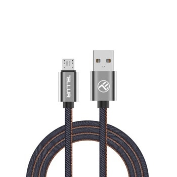 Кабел Tellur TLL155371, от USB A(м) към USB Micro B(м), 1m, син | JAR Computers Tellur TLL155371