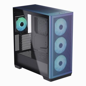 Кутия APNX C1-R ChromaFlair, ATX/mATX/Mini-ITX, 1x USB 3.1, 3x 120 mm ARGB вентилатора, синя, с прозорец, без захранване | JAR Computers Кутия APNX C1-R ChromaFlair