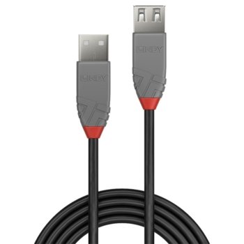 Кабел Lindy Anthra Line, USB A(м) към USB A(ж) 0.5 m, черен | JAR Computers Lindy USB A(м) to USB A(ж) 0.5 m LNY-36701