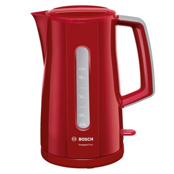 Електрическа кана Bosch TWK 3 A 014, вместимост 1.7 литра, 2000W, прибиращ се кабел, червена | JAR Computers Bosch TWK 3 A 014
