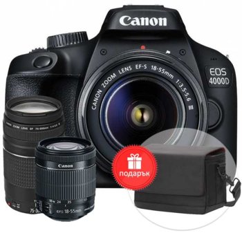 Canon EOS 4000D + 2 обектива + калъф