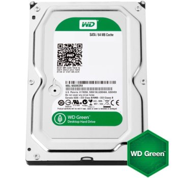 Твърд диск 4TB WD Green, SATA 6Gb/s, max 7200rpm 64MB, 3.5"(8.89 cm) | JAR Computers 4TB WD Green, SATAIII 3.5", 7200rpm 64MB