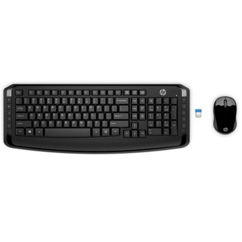 Комплект клавиатура и мишка HP Wireless Keyboard and Mouse 300, безжични, USB, черни image