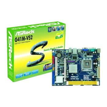 Дънна платка ASRock G41M-VS2, G41, S775, DDR2, VGA&PCI-E, SB5.1, Lan, SATA, mATX | JAR Computers ASRock G41M-VS2