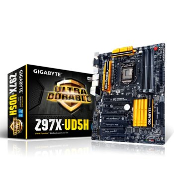 Дънна платка Gygabyte Z97X-UD5H, Z97, LGA1150, DDR3, PCI-E (HDMI&DVI)(CF&SLi), 6x SATA 6Gb/s, 1x SATA Express, 1x M.2 Socket, 6x USB 3.0, ATX | JAR Computers Gigabyte GA-Z97X-UD5H