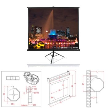 Екран Elite Screens 99" (251.46 cm), 177.8 x 177.8 cm ползваема площ, на стойка, 2г. | JAR Computers Екран Elite Screens 177.8 x 177.8