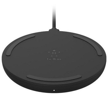 Безжично зарядно Belkin Boost Charge Wireless Pad (WIA001vfBK), от USB Micro(ж) към безжично зареждане, 10W, черно, Qi | JAR Computers Belkin Boost Charge Wireless Pad WIA001vfBK