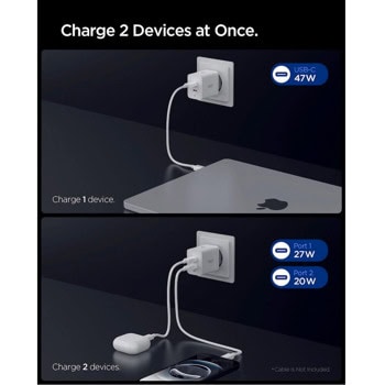 spigen arcstation essential dual 47w бяло