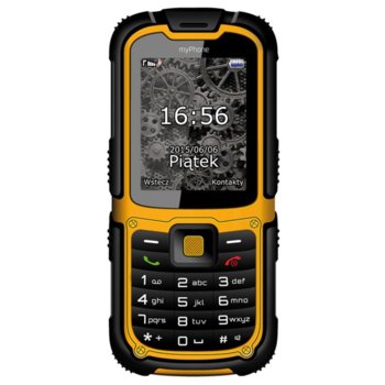 GSM MyPhone HAMMER 2+ (жълт), 512 MB Flash памет (+ microSD слот), 2.2"(5.58cm) дисплей, 2.0 Mpix camera, FM Радио, Bluetooth, Календар, Органайзер, Аларма, Калкулатор, Фенер, 158g | JAR Computers MyPhone HAMMER 2+