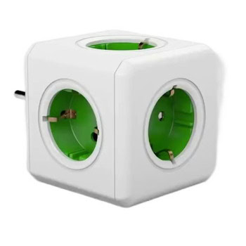 Разклонител DesignNest PowerCube Original 1100GN, 5 гнезда, тип "куб", зелен | JAR Computers DesignNest PowerCube Original 1100GN