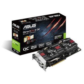 Видео карта GF GTX 770, 2GB Asus GTX770-DC2OC-2GD5, PCI-E 3.0, DDR5, 256bit, HDMI, DisplayPort, 2xDVI | JAR Computers GF GTX 770