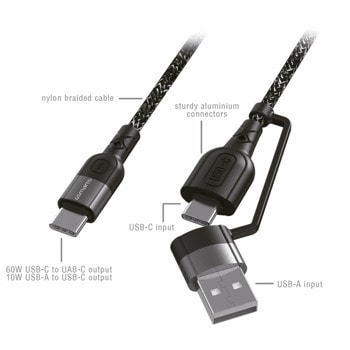 кабел 4smarts usb a м and usb c м to usb c м 1.5m