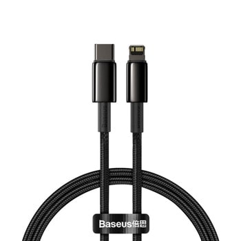 Кабел Baseus Tungsten Gold Lightning to USB-C PD 20W Data Cable (CATLWJ-01), от Lightning(м) към USB-C(м), 1m, 20W, черен | JAR Computers Baseus Tungsten Gold L to USB-C PD 20W CATLWJ-01