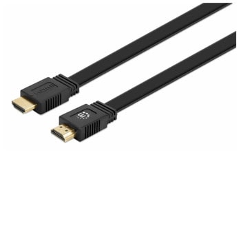 Кабел MANHATTAN 355599, HDMI(м) към HDMI(м), плосък, 0.5m, плосък, черен | JAR Computers кабел manhattan 355599