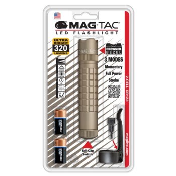Фенер MAGTAC LED Crowned Bezel, 2x батерии CR123, 320lm, водоустойчивост, блистер, бежов | JAR Computers Фенер MAGTAC LED Crowned Bezel 2x батерии CR123