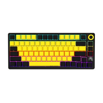 Клавиатура Lorgar KBP7075W, жична/безжична, механична, Purple Linear суичове, гейминг, черно-жълта, USB, Bluetooth | JAR Computers Lorgar KBP7075W Black/Yellow LRG-KBP7075W-YL-US