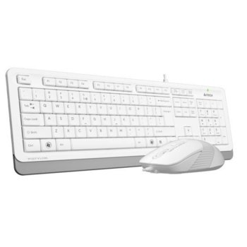 Комплект клавиатура и мишка A4Tech Fstyler F1010, мултимедийни клавиши, кирилизирана, оптична мишка (1600 dpi), USB, бели image