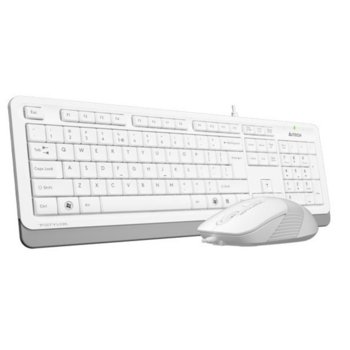 Комплект клавиатура и мишка A4Tech Fstyler F1010, мултимедийни клавиши, кирилизирана, оптична мишка (1600 dpi), USB, бели | JAR Computers A4Tech Fstyler F1010 White