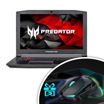 Лаптоп Acer Predator Helios 300(NH.Q29EX.010) с подарък мишка Acer, четириядрен Kaby Lake Intel Core i7-7700HQ 2.8/3.8 GHz, 15.6" (39.62 cm) Full HD IPS дисплей & GF GTX 1060 6GB(HDMI), 16GB DDR4, 1TB HDD, 1x USB Type-C, Linux, 3.0kg | JAR Computers Acer Predator Helios 300 NH.Q29EX.010 + Acer Mouse
