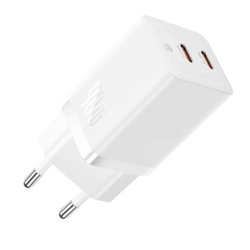 baseus gan5 pro fast dual usb-c 40w бял