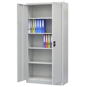 Метален шкаф RFG DZX-025, 4x рафтове, прахово боядисан, метален, заключване, регулируема височина на рафтовете, сив image