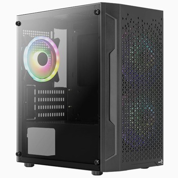 Кутия Aerocool Trinity v3 Mini Tower (Trinity Mini-G-BK-v3), mATX/Mini-ITX, 2x USB 3.0, прозорец, черна, без захранване | JAR Computers Aerocool Trinity v3 Mini Trinity Mini-G-BK-v3