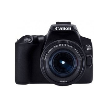Фотоапарат Canon EOS 250D (черен) в комплект с обективи Canon EF-S 18-55mm f/3.5-5.6 IS, 24.2 Mpix, 3,0" (7.62 cm) сензорен TFT дисплей, Bluetooth, Wi-Fi, SD/SDHC/SDXC слот, USB, HDMI mini image