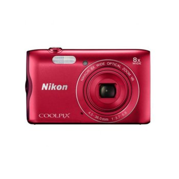 Nikon CoolPix A300 (червен) + Case Logic +8 GB