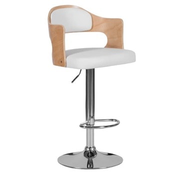 Бар стол Carmen 4045, до 100кг, еко кожа, хромирана база, газов амортисьор, коригиране на височина, бял image
