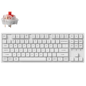 Клавиатура Keychron K8 Pro White QMK/VIA TKL (K8P-Q1), механична, Hot-Swappable K Pro Red суичове, безжична, гейминг, RGB подсветка, Aluminium Frame, бяла, USB, Bluetooth | JAR Computers Keychron K8 Pro White QMK/VIA TKL K8P-Q1
