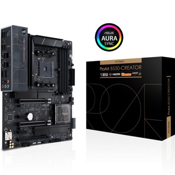 Дънна платка Asus ProArt B550-CREATOR, B550, AM4, DDR4, PCI-E 4.0 (HDMI), 4x SATA 6Gb/s, 2x M.2, 2x Thunderbolt 4, ATX | JAR Computers Asus ProArt B550-CREATOR