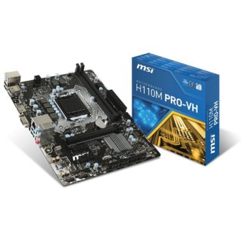 Дънна платка MSI H110M PRO-VH, H110M, LGA1151, DDR4, PCI-E (HDMI), 4 x SATA 6Gb/s, 4 x USB 3.1 Gen1, microATX | JAR Computers MSI H110M PRO-VH