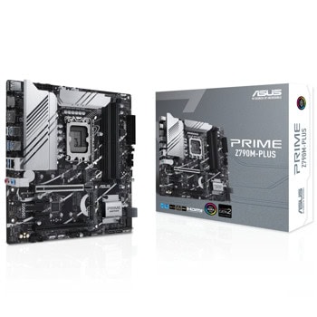 Дънна платка Asus PRIME Z790M-PLUS, Z790, LGA1700, DDR5, PCI-E 5.0 (HDMI&DP), 3x M.2, 4x SATA 6Gb/s, 1x USB 3.2 Gen 2x2 Type-C, 1x USB 3.2 Gen 2 Type-A, Micro ATX | JAR Computers Asus PRIME Z790M-PLUS 90MB1E70-M1EAY0