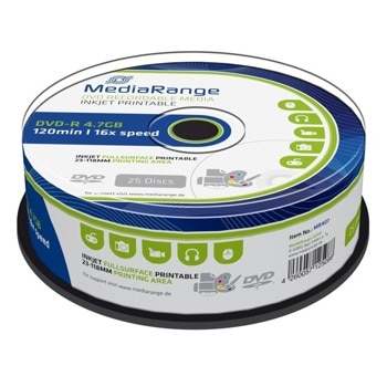 Оптичен носител DVD-R, 4.7GB, Media Range, 16x, 25 бр. | JAR Computers Media Range DVD-R 4.7GB 16x