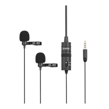 Микрофони BOYA BY-M1DM, тип "брошка", 2бр., 3.5mm жак, черен image