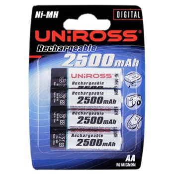 Batteries 4x AA 2500mAh NiMH, UNIROSS