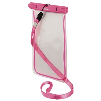 Чанта за телефон Hama Playa XXL Pink, за телефони с размери до до 5.5", флуоресцентна рамка светеща в тъмното, заключващ механизъм, IPX8 защита, розова | JAR Computers HAMA Playa XXL Pink 177782