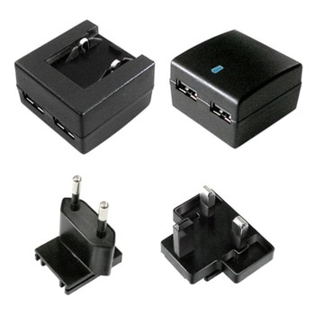 Мрежово зарядно Roline Value 19.99.1061, от контакт към 2x USB A(ж), черен | JAR Computers VALUE 19.99.1061