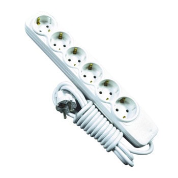 Разклонител VALVNOS, 6 гнезда, 3m, бял | JAR Computers VALVNOS 6 гнезда, 3м, без бутон, бял