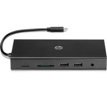 Докинг станция HP Travel USB-C Multi Port Hub, от USB C към 1x USB C(PD), 4x USB A, 1x HDMI, 1x VGA, 1x RJ45, 1x SD/MicroSD четец, 1x AUX | JAR Computers HP Travel USB-C Multi Port Hub 1C1Y5AA