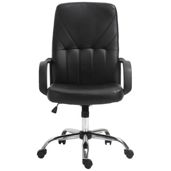 Директорски стол Mega Chrome, до 120кг., еко кожа, люлеещ механизъм, хромирана база, черен image