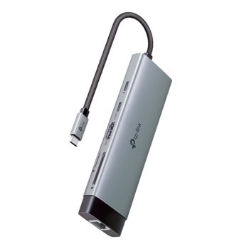Докинг станция TP-Link UH9120C, от USB Type-C към 1x USB-C(PD), 1x USB-C, 3x USB-A, 1x HDMI, 1x RJ45, 1x SD четец, 1x microSD четец, сива | JAR Computers TP-Link UH9120C