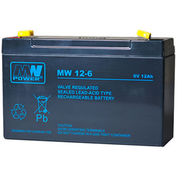 Акумулаторна батерия MW 12-6/MW 12-6L, 6V, 12Ah, AGM, F1/F2 конектори | JAR Computers MW 12-6 / MW 12-6L