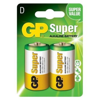 Батерии алкални GP Super GP-BA-13A-U2, LR20, 1.5V, 2 бр. | JAR Computers GP SUPER LR20 2 бр GP-BA-13A-U2