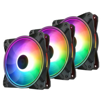 Вентилатор 120мм DeepCool CF120 Fan Pack 3-in-1 DP-F12-AR-CF120P-3P, 4-pin, 1800rpm, програмируема PWM RGB LED подсветка, 3бр | JAR Computers DeepCool Fan Pack 3-in-1 CF120 Plus aRGB